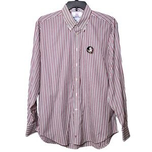 Thomas Dean Florida State Seminoles Mens XL Striped Button Down Shirt Garnet